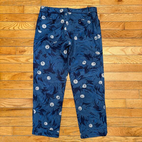 Anthropologie Elevenses Lunar Mum Floral Crop Pants Lightweight Blue Size 2 - Picture 1 of 6